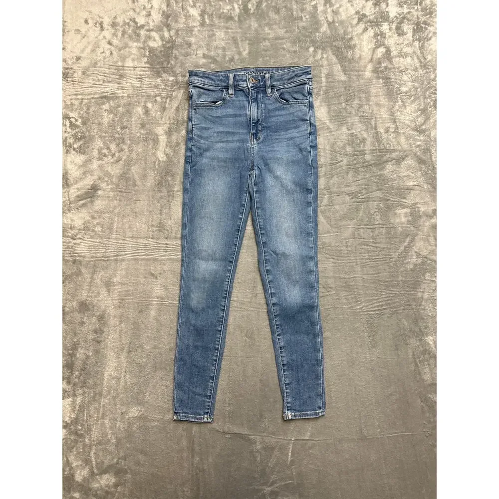 American Eagle Super Hi-Rise Jegging Skinny Jeans Women's 0‎ Short Blue Denim